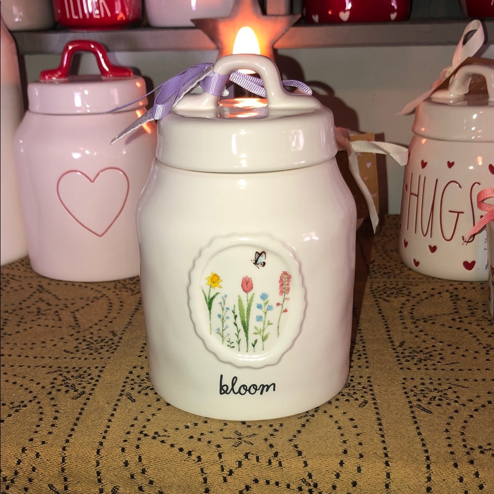 Rae Dunn BLOOM Baby Canister (Flowers & Butterfly on Front)